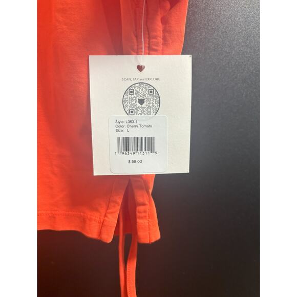 LITA by Ciara NWT Crop Tee Ruched Drawstring on Sides Size Large‎ Cherry Tomato - Picture 3 of 4